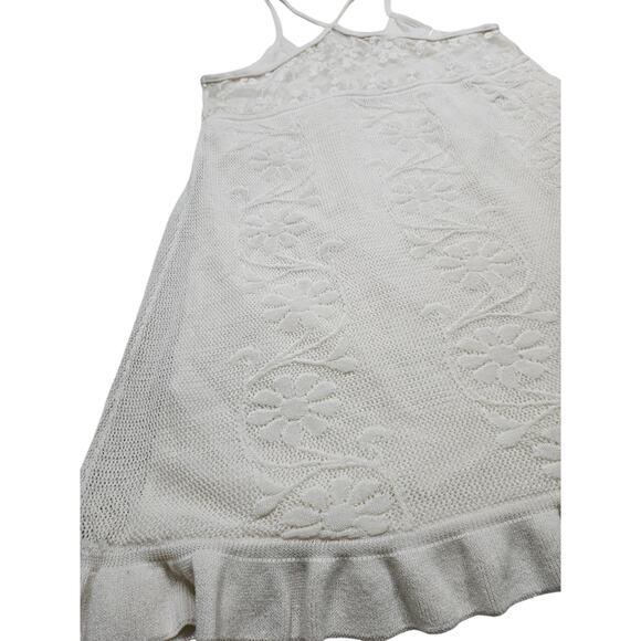 Zara Women's Ivory Boho Knit Embroidered Sleeveless Mini Dress Size S - Picture 6 of 11